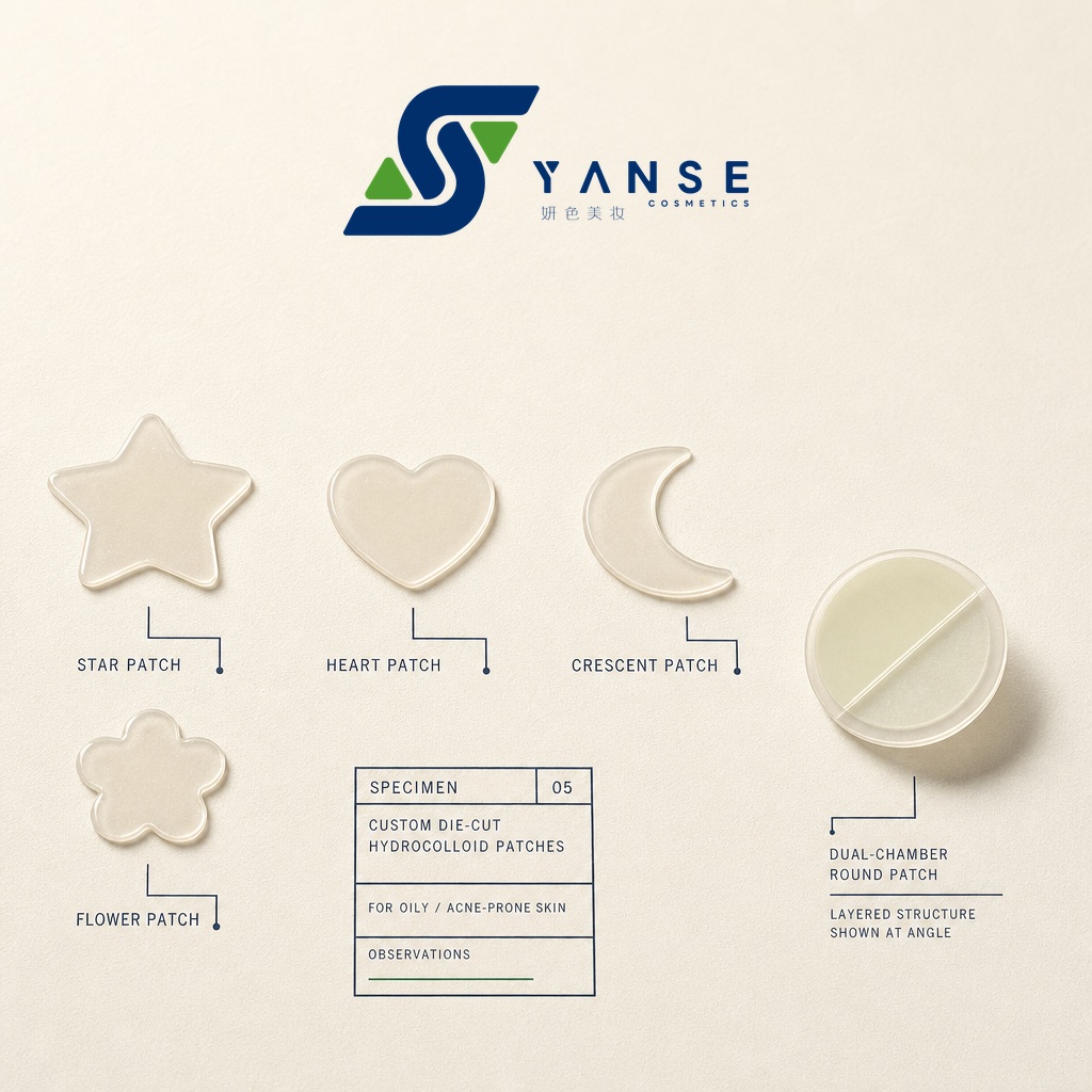Custom die-cut hydrocolloid and chitosan dual-chamber pimple patches